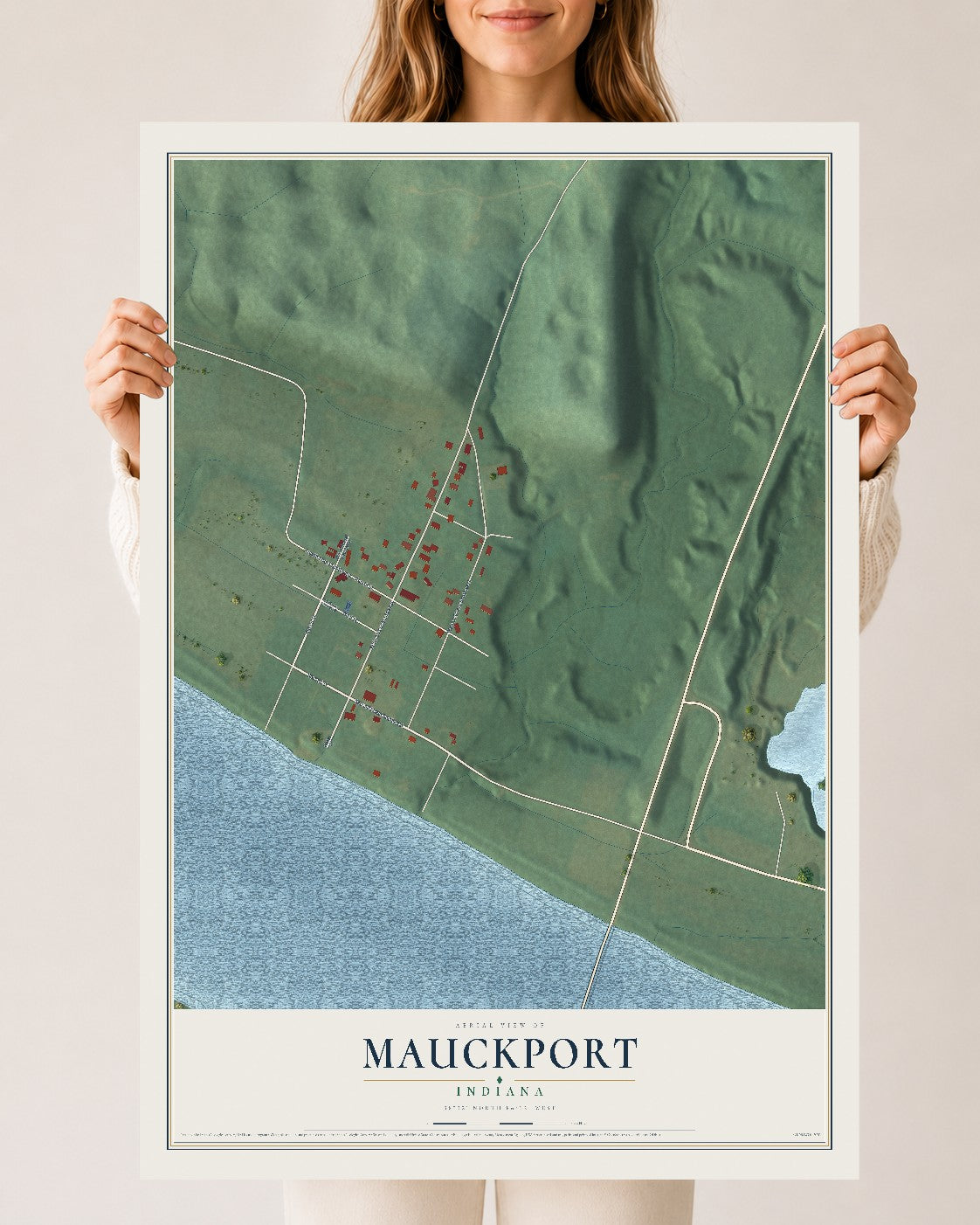 Map of Mauckport, Indiana, 24 x 36 inch unframed archival matte print