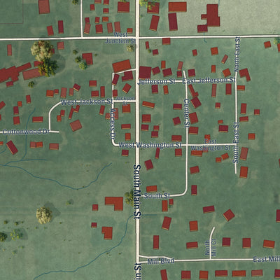 Close-up of the map of Maxwell, Indiana print showing street and building detail