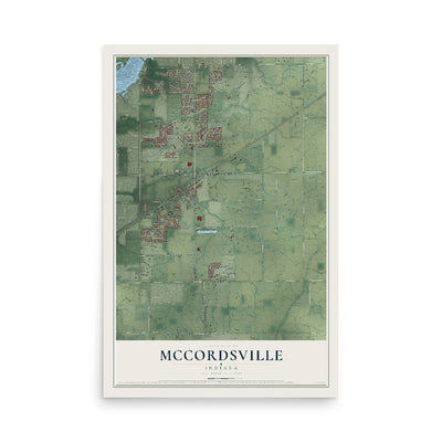 Map of McCordsville, Indiana, 12 x 18 inch unframed archival matte print