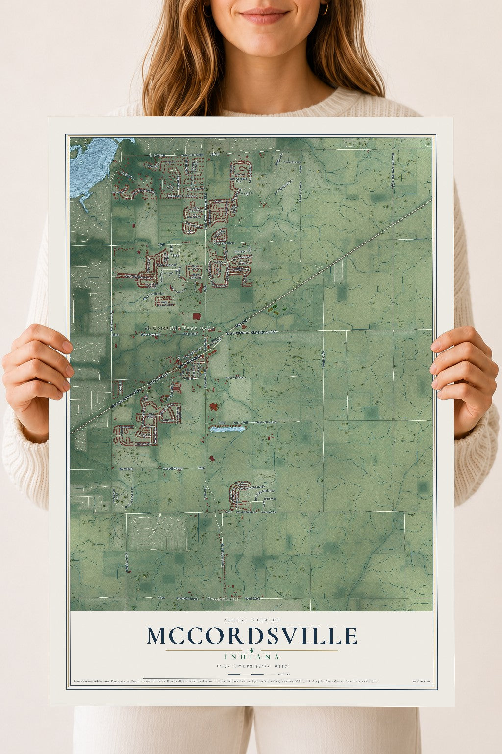 Map of McCordsville, Indiana, 18 x 24 inch unframed archival matte print