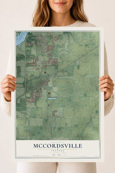 Map of McCordsville, Indiana, 18 x 24 inch unframed archival matte print
