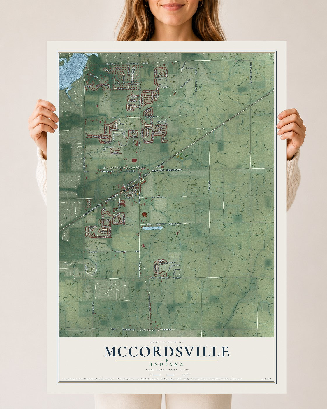 Map of McCordsville, Indiana, 24 x 36 inch unframed archival matte print