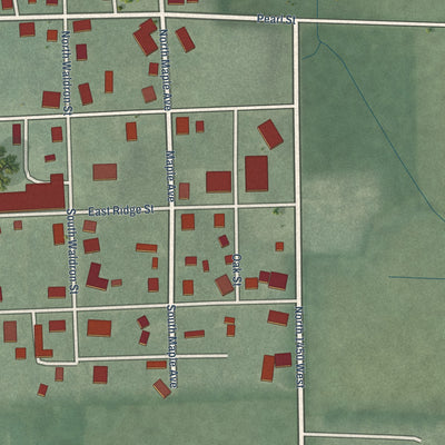 Second close-up of the map of Medaryville, Indiana print showing more streets and buildings