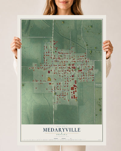 Map of Medaryville, Indiana, 24 x 36 inch unframed archival matte print