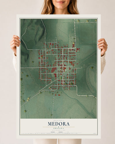 Map of Medora, Indiana, 24 x 36 inch unframed archival matte print