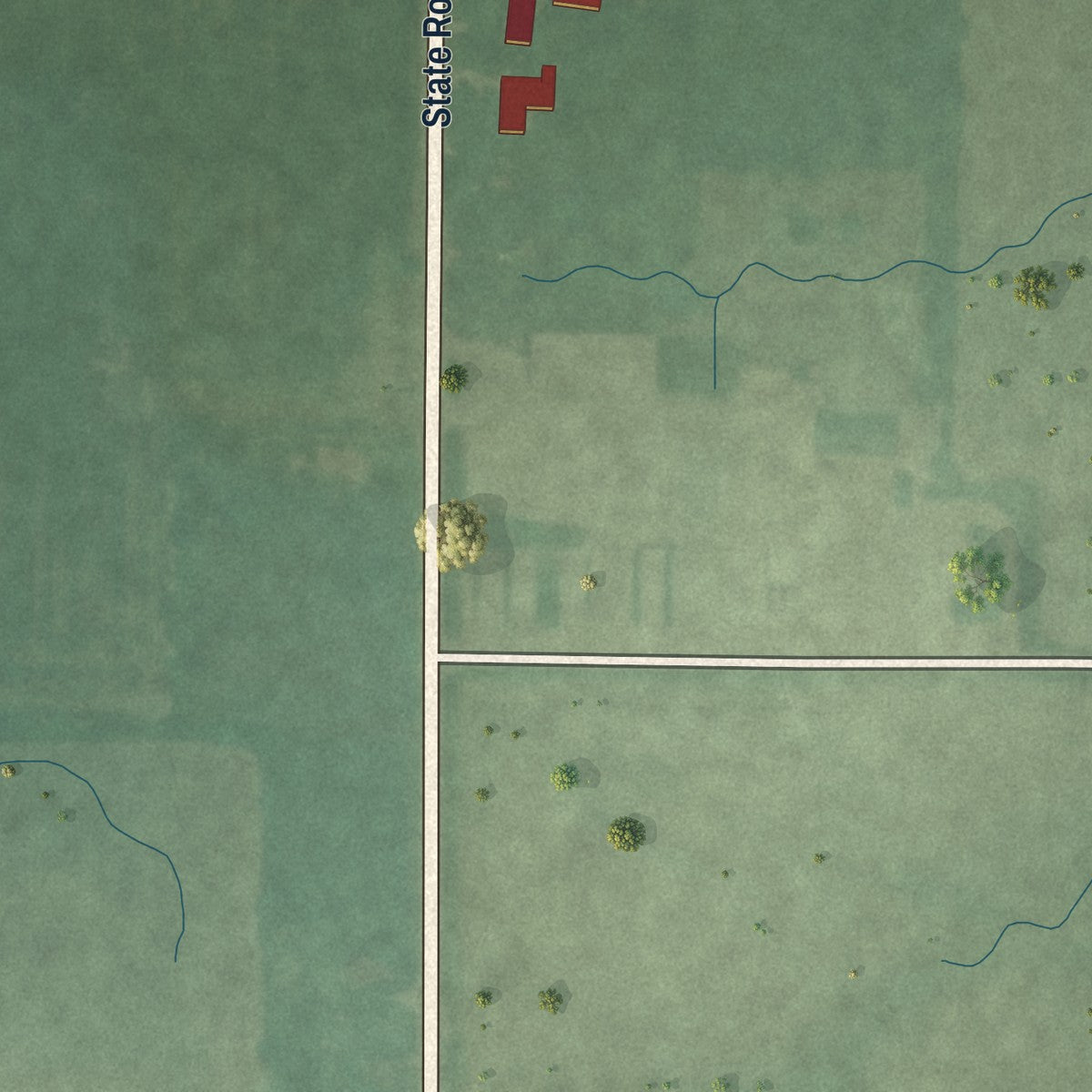 Second close-up of the map of Mellott, Indiana print showing more streets and buildings