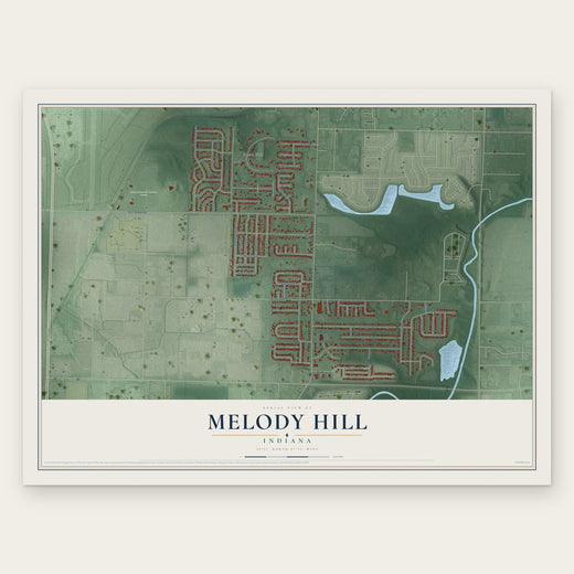 Melody Hill, Indiana map print, the full design