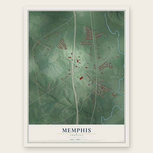 Memphis, Indiana map print, the full design
