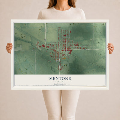 Map of Mentone, Indiana, 24 x 36 inch unframed archival matte print
