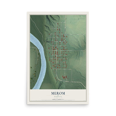 Map of Merom, Indiana, 12 x 18 inch unframed archival matte print
