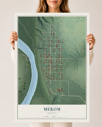 Map of Merom, Indiana, 24 x 36 inch unframed archival matte print