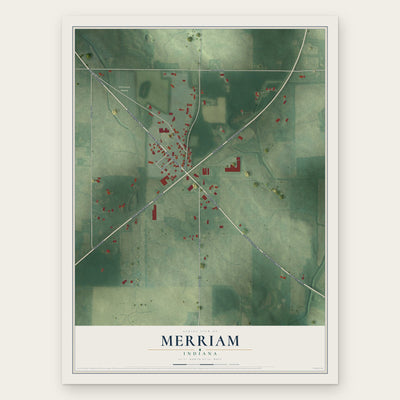 Merriam, Indiana map print, the full design