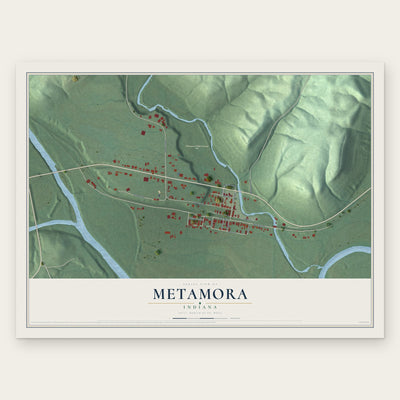 Metamora, Indiana map print, the full design
