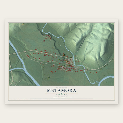 Metamora, Indiana map print, the full design