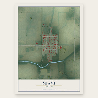 Miami, Indiana map print, the full design