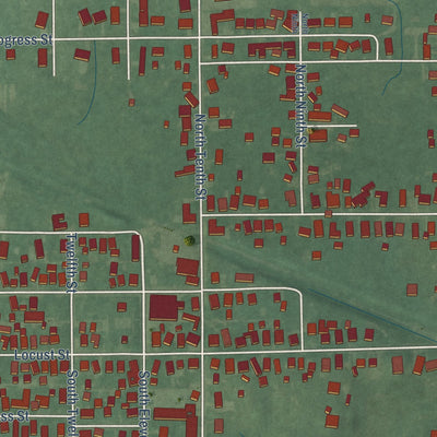 Second close-up of the map of Middletown, Indiana print showing more streets and buildings