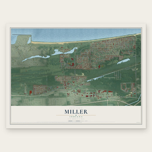 Miller, Indiana map print, the full design