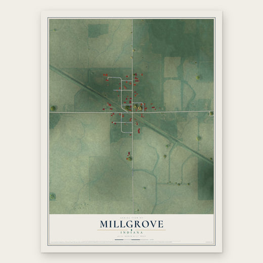 Millgrove, Indiana map print, the full design
