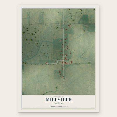 Millville, Indiana map print, the full design