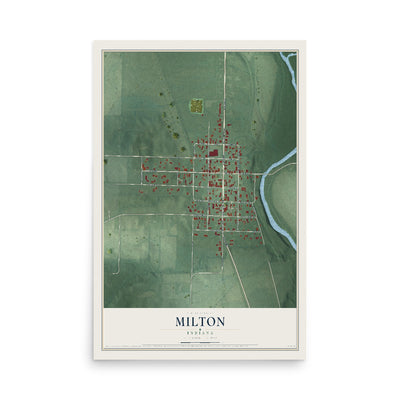 Map of Milton, Indiana, 12 x 18 inch unframed archival matte print