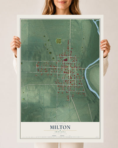 Map of Milton, Indiana, 24 x 36 inch unframed archival matte print
