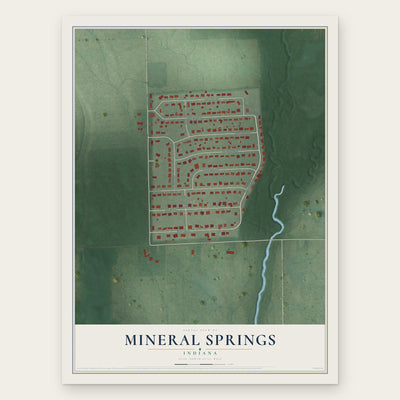 Mineral Springs, Indiana map print, the full design
