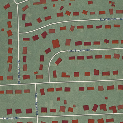Close-up of the map of Mineral Springs, Indiana print showing street and building detail