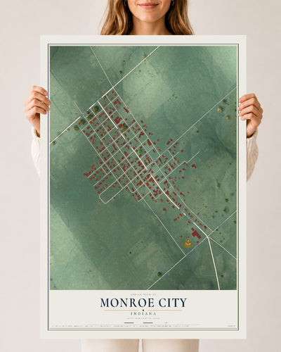 Map of Monroe City, Indiana, 24 x 36 inch unframed archival matte print