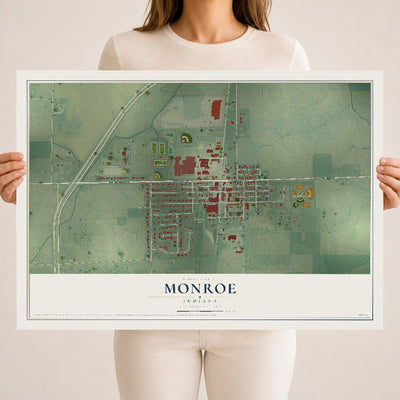 Map of Monroe, Indiana, 18 x 24 inch unframed archival matte print