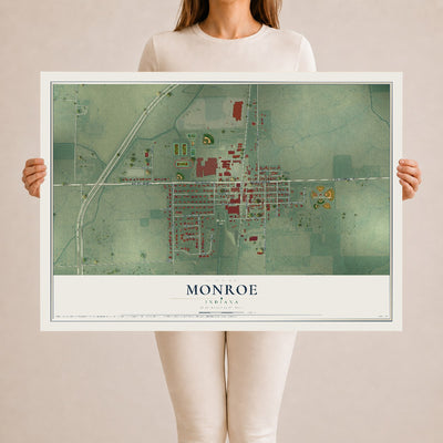 Map of Monroe, Indiana, 24 x 36 inch unframed archival matte print