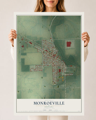 Map of Monroeville, Indiana, 24 x 36 inch unframed archival matte print