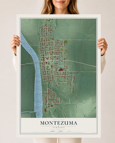 Map of Montezuma, Indiana, 24 x 36 inch unframed archival matte print