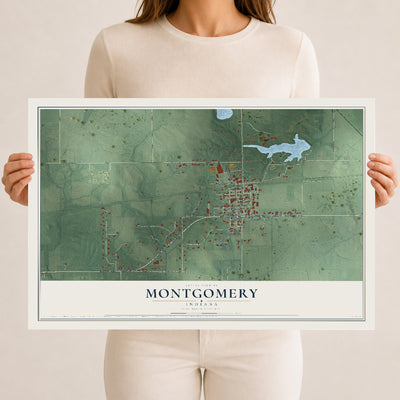 Map of Montgomery, Indiana, 12 x 18 inch unframed archival matte print