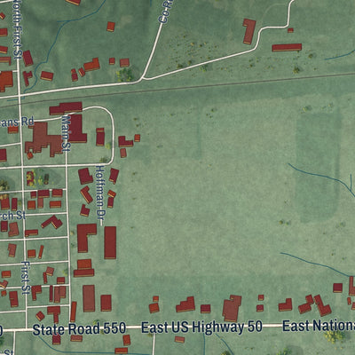 Close-up of the map of Montgomery, Indiana print showing street and building detail