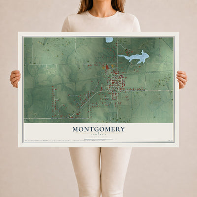 Map of Montgomery, Indiana, 24 x 36 inch unframed archival matte print