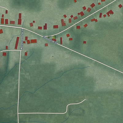 Second close-up of the map of Moores Hill, Indiana print showing more streets and buildings