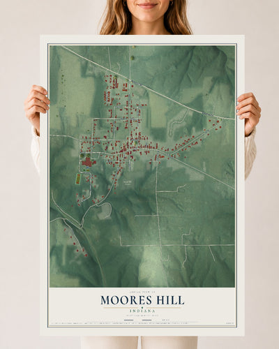 Map of Moores Hill, Indiana, 24 x 36 inch unframed archival matte print