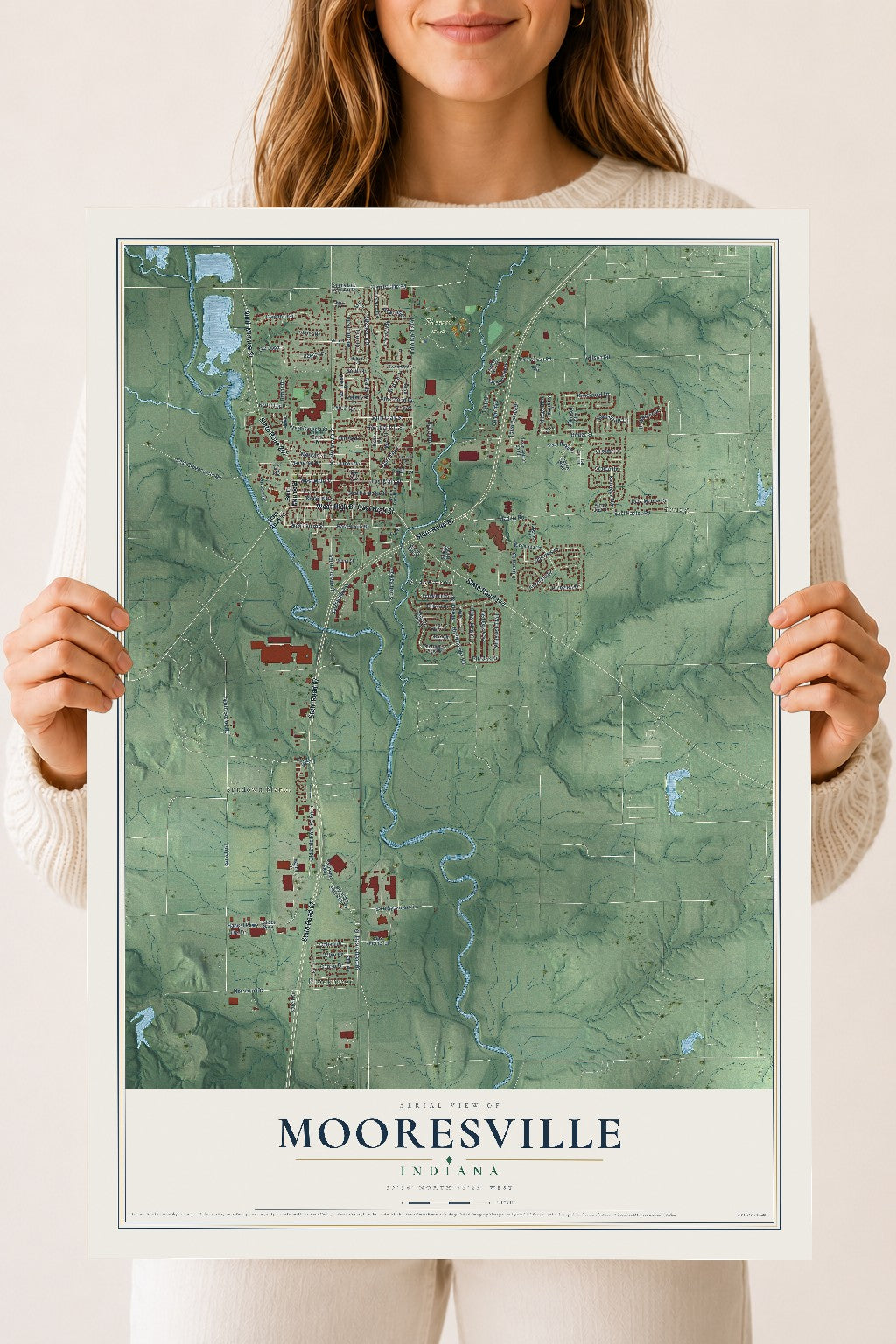 Map of Mooresville, Indiana, 18 x 24 inch unframed archival matte print