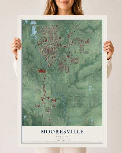 Map of Mooresville, Indiana, 24 x 36 inch unframed archival matte print
