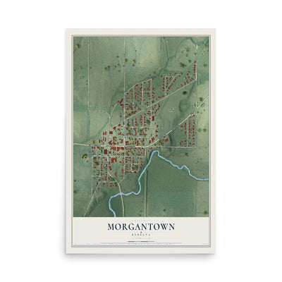 Map of Morgantown, Indiana, 12 x 18 inch unframed archival matte print
