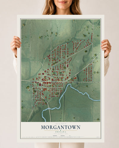 Map of Morgantown, Indiana, 24 x 36 inch unframed archival matte print