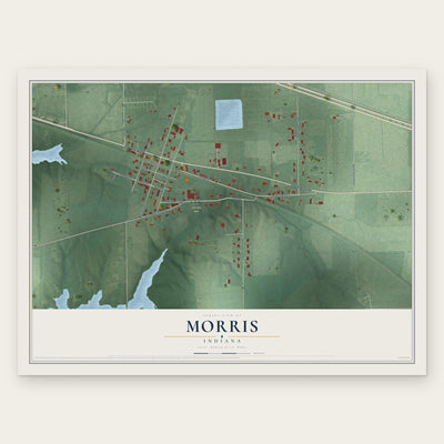 Morris, Indiana map print, the full design