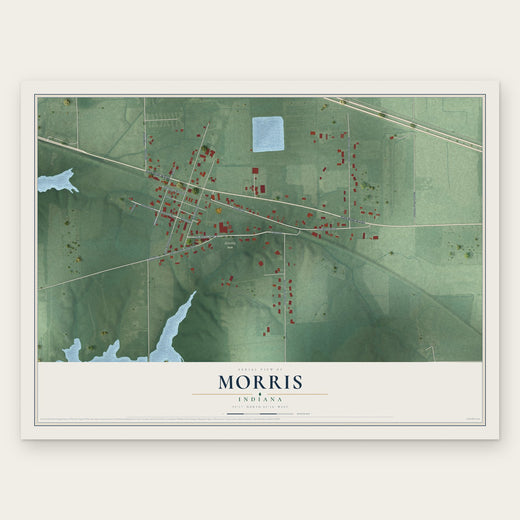 Morris, Indiana map print, the full design