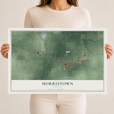 Map of Morristown, Indiana, 12 x 18 inch unframed archival matte print