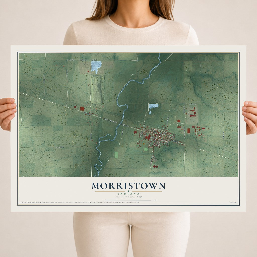 Map of Morristown, Indiana, 18 x 24 inch unframed archival matte print