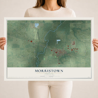 Map of Morristown, Indiana, 18 x 24 inch unframed archival matte print