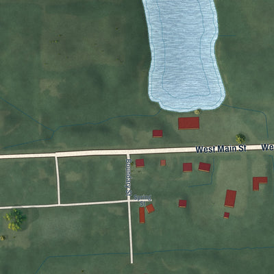 Second close-up of the map of Mount Auburn, Indiana print showing more streets and buildings