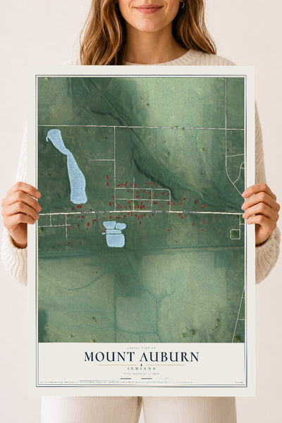 Map of Mount Auburn, Indiana, 18 x 24 inch unframed archival matte print