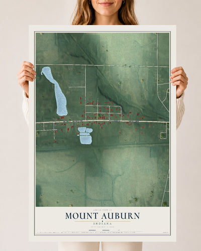Map of Mount Auburn, Indiana, 24 x 36 inch unframed archival matte print