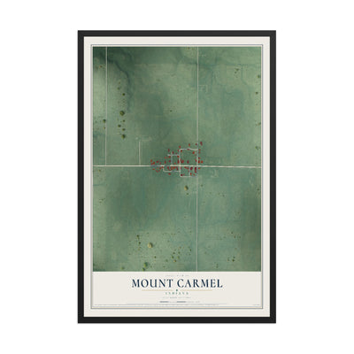 Map of Mount Carmel, Indiana, 12 x 18 inch print in a black wood frame